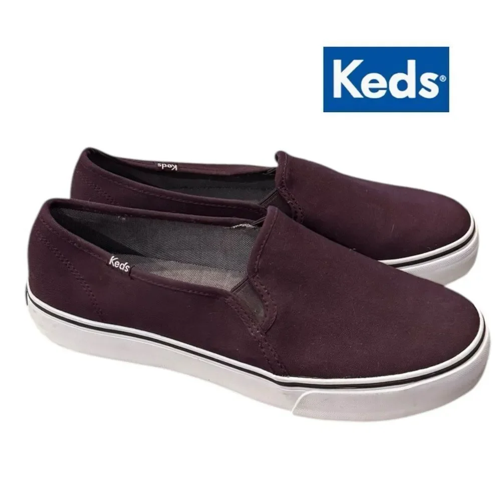 New Keds Double Decker Dark Burgundy Canvas Slip-On Sneakers 9.5 9.5W